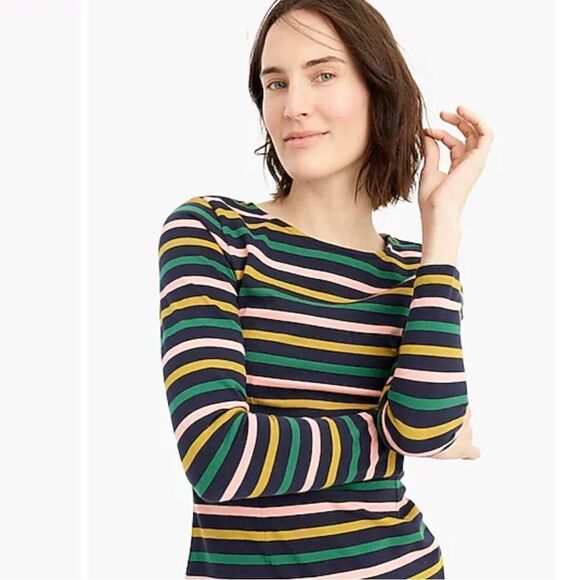 J. Crew Dress Womens 0 Striped Long Sleeve Multicolor Midi Colorful Teacher Work - Picture 2 of 15